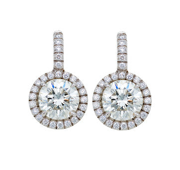 18K White Gold Round Brilliant Drop Earrings