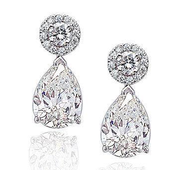 Platinum Diamond Pear Shape Drop Earrings
