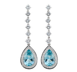 18K Aqua Marine & Diamond Earrings