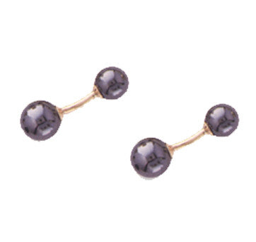 18K Yellow Gold Hematite Double Ball Cufflinks