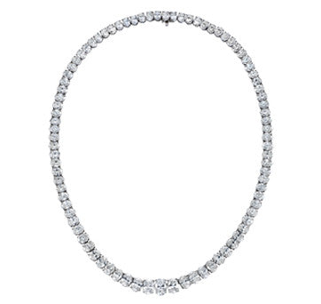 Platinum Oval Diamond Riviera Style Diamond Necklace