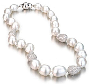 South Sea Pearl Baroque Necklace With Diamond Bean Enhancers And Etoile Diamond Bean Clasps