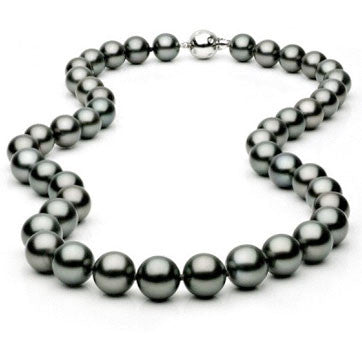 Long Tahitian Pearl Necklace With Diamond Etoile Clasp