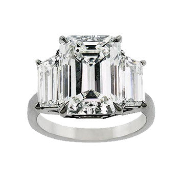 Platinum Emerald Cut Diamond 3-Stone Ring